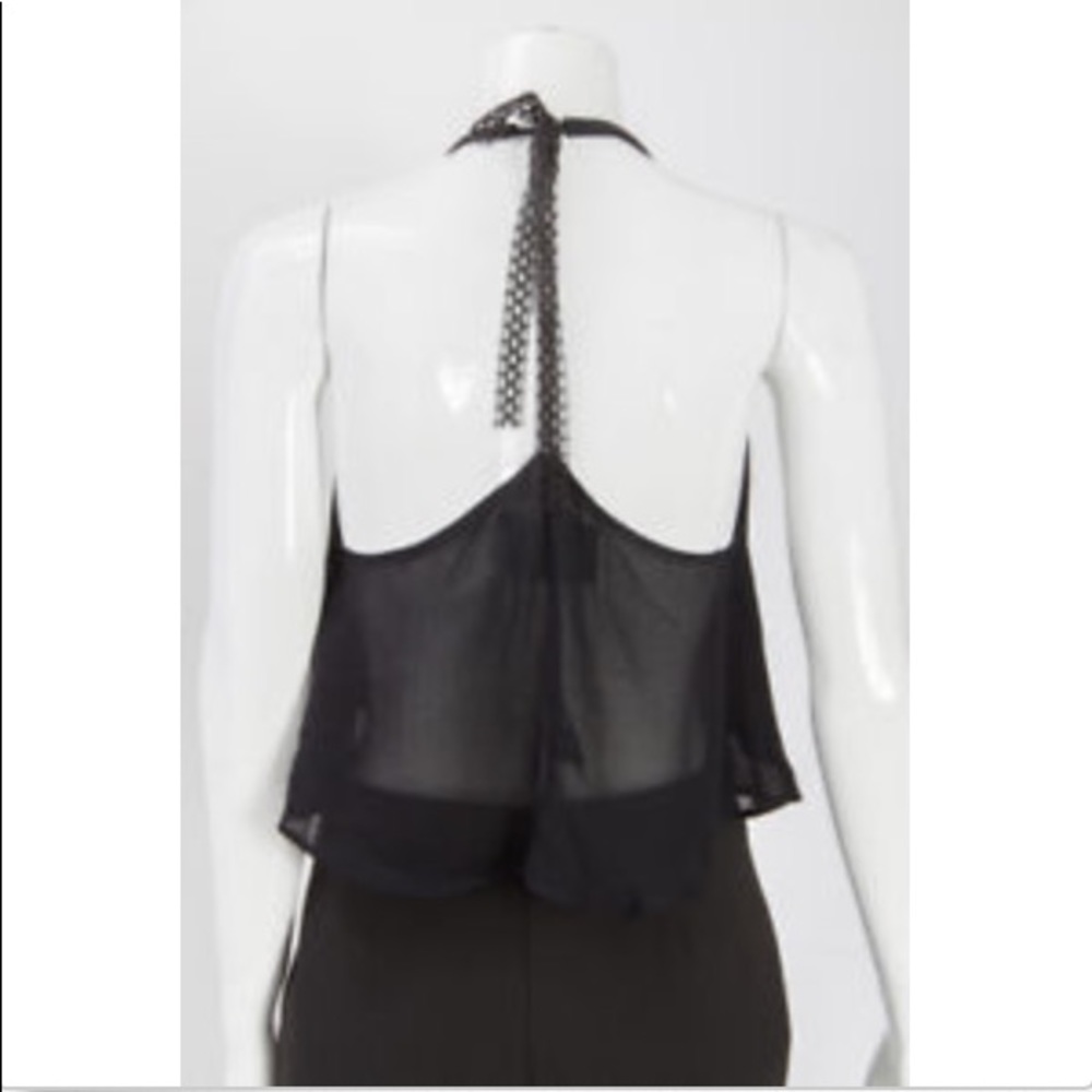 REFORMATION Black Crepe Ribbon halter